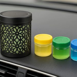 14 Car Gel Can Air Freshener with Decorative Holder and Refills