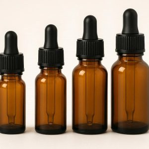 25 Amber Glass Essential Oil Bottles with Glass Dropper Caps Pack