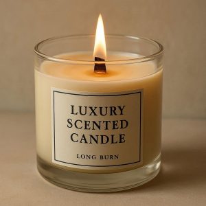 4 Luxury Scented Candle in Glass Jar with Wooden Wick Long Burn